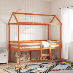 vidaXL viaszbarna tömör fenyőfa magasított ágy tetővel 75 x 190 cm (3282143)