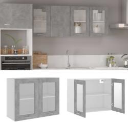 vidaXL betonszürke szerelt fa függő üvegszekrény 80 x 31 x 60 cm (802533)