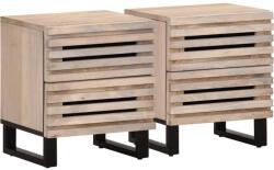 vidaXL 2 db fehérített tömör mangófa éjjeliszekrény 40 x 34 x 46 cm (377433)