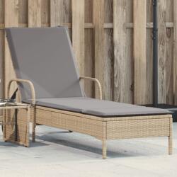 vidaXL bézs polyrattan napozóágy párnával és kerekekkel (368311) - vidaxl