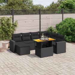 vidaXL 8 részes fekete polyrattan kerti ülőgarnitúra párnákkal (3275603)
