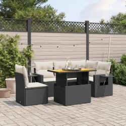 vidaXL 6 részes fekete polyrattan kerti ülőgarnitúra párnákkal (3271756)