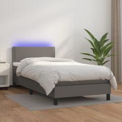 vidaXL szürke műbőr rugós ágy matraccal és LED-del 90x190 cm (3134139)