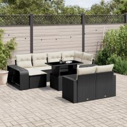vidaXL 11 részes fekete polyrattan kerti ülőgarnitúra párnákkal (3274579) - vidaxl