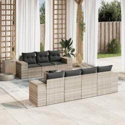 vidaXL 8 részes világosszürke polyrattan kerti ülőgarnitúra párnával (3254669) - vidaxl