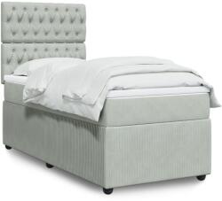 vidaXL világosszürke bársony rugós ágy matraccal 100 x 200 cm (3292268)