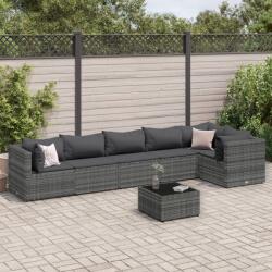 vidaXL 7 részes szürke polyrattan kerti ülőgarnitúra párnákkal (3308114)