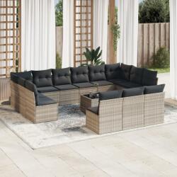 vidaXL 14 részes világosszürke polyrattan kerti ülőgarnitúra párnával (3218402)