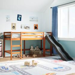 vidaXL barna tömör fenyőfa gyerek-galériaágy matrac nélkül 90 x 200 cm (853433)