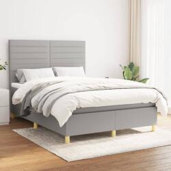 vidaXL világosszürke szövet rugós ágy matraccal 140 x 190 cm (3142409)