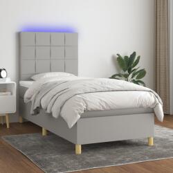 vidaXL világosszürke szövet rugós és LED-es ágy matraccal 90x200 cm (3135405)
