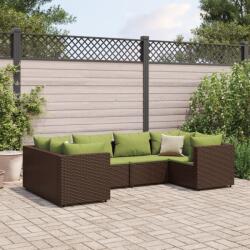 vidaXL 6 részes barna polyrattan kerti ülőgarnitúra párnákkal (3308254)