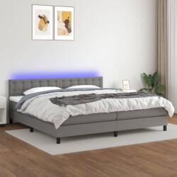 vidaXL sötétszürke szövet rugós és LED-es ágy matraccal 200x200 cm (3133502)
