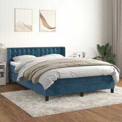 vidaXL sötétkék bársony rugós ágy matraccal 140x190 cm (3131199)