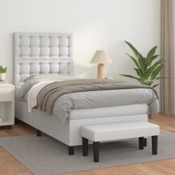 vidaXL fehér műbőr rugós ágy matraccal 90 x 200 cm (3137642)