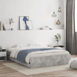 vidaXL betonszürke szerelt fa ágykeret fiókokkal 140x200 cm (3207276)
