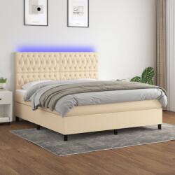 vidaXL krémszínű szövet rugós és LED-es ágy matraccal 180 x 200 cm (3135138)