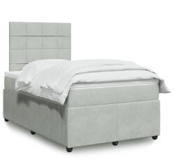 vidaXL világosszürke bársony rugós ágy matraccal 120 x 190 cm (3294586)