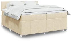 vidaXL krémszínű szövet rugós ágy matraccal 200 x 200 cm (3289473)