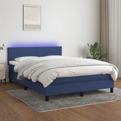 vidaXL kék szövet rugós és LED-es ágy matraccal 140x200 cm (3133003)