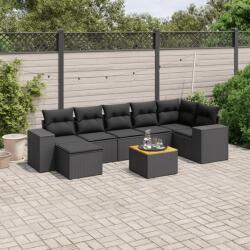vidaXL 8 részes fekete polyrattan kerti ülőgarnitúra párnákkal (3257882)