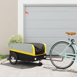 vidaXL fekete-sárga vas kerékpár-utánfutó 45 kg (94064) - vidaxl