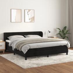 vidaXL fekete bársony rugós ágy matraccal 160x200 cm (3127381)