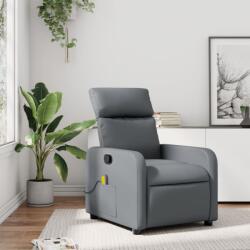 vidaXL szürke műbőr dönthető masszázsfotel (374193)