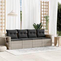 vidaXL 4 részes világosszürke polyrattan kerti ülőgarnitúra párnákkal (3252219)