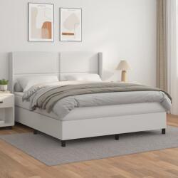 vidaXL fehér műbőr rugós ágy matraccal 160 x 200 cm (3132448)