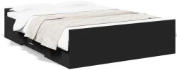vidaXL fekete szerelt fa ágykeret fiókkal 140 x 190 cm (3280308) - vidaxl