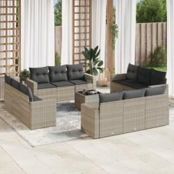 vidaXL 13 részes világosszürke polyrattan kerti ülőgarnitúra párnákkal (3218772)