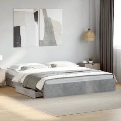 vidaXL betonszürke szerelt fa ágykeret fiókokkal 180 x 200 cm (3280639)