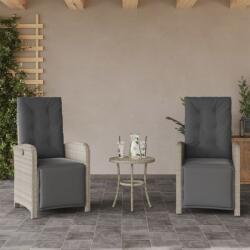 vidaXL 2 db világosszürke polyrattan dönthető kerti szék lábtartóval (365198)