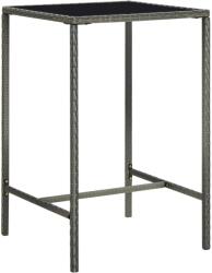 vidaXL szürke polyrattan és üveg kerti bárasztal 70 x 70 x 110 cm (313459) - vidaxl