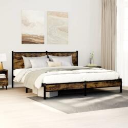 vidaXL füstös tölgy színű fém ágykeret matrac nélkül 180 x 200 cm (3301377)