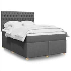 vidaXL sötétszürke szövet rugós ágy matraccal 140 x 190 cm (3293583)