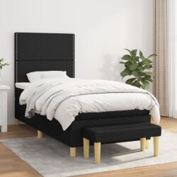 vidaXL fekete szövet rugós ágy matraccal 80 x 200 cm (3137031)