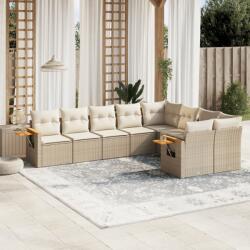 vidaXL 9 részes bézs polyrattan kerti ülőgarnitúra párnákkal (3259545)