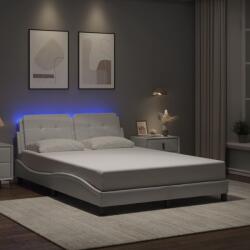 vidaXL fehér műbőr ágykeret LED-világítással 140 x 190 cm (3214104)