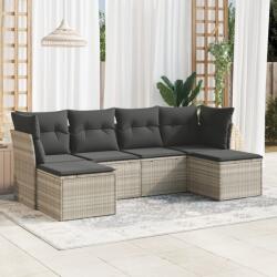 vidaXL 6 részes világosszürke polyrattan kerti ülőgarnitúra párnákkal (3249851)