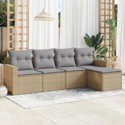 vidaXL 5 részes bézs polyrattan kerti ülőgarnitúra párnákkal (3218879) - vidaxl