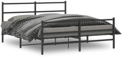 vidaXL fekete fém ágykeret fej- és lábtámlával 150 x 200 cm (355385)