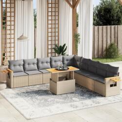 vidaXL 11 részes bézs polyrattan kerti ülőgarnitúra párnákkal (3273705)