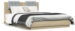 vidaXL sonoma tölgy színű ágykeret fejtámlával és LED-ekkel 150x200 cm (3210005)