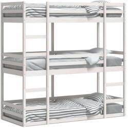 vidaXL fehér tömör fenyőfa háromszintes ágy 90 x 190 cm (3284258)