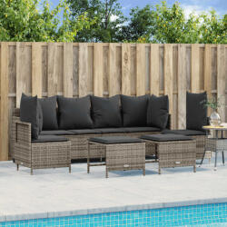 vidaXL 5 részes szürke polyrattan kerti ülőgarnitúra párnákkal (3261547)