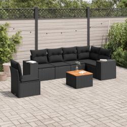 vidaXL 7 részes fekete polyrattan kerti ülőgarnitúra párnával (3225467)