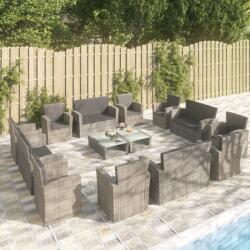vidaXL 16 részes szürke polyrattan kerti ülőgarnitúra párnákkal (3095946)