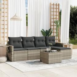 vidaXL 6 részes világosszürke polyrattan kerti ülőgarnitúra párnákkal (3252439)